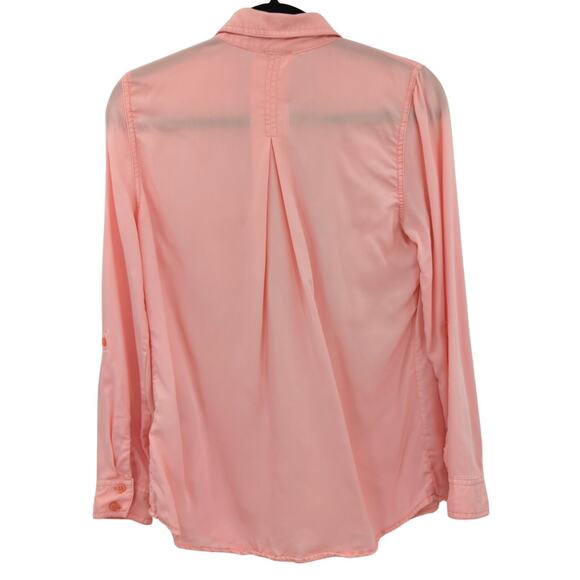 Chicos Top Womens 4 Pink Button Up Coastal Cowgirl Nautical Preppy Western Sheer - Picture 7 of 10